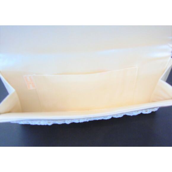 Beaded Evening Bag Clutch Purse White Cream Sequin Floral Microbeads Hong Kong V - Picture 5 of 8